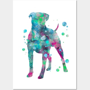 Boxer Dog Watercolor Painting 4 Posters and Art